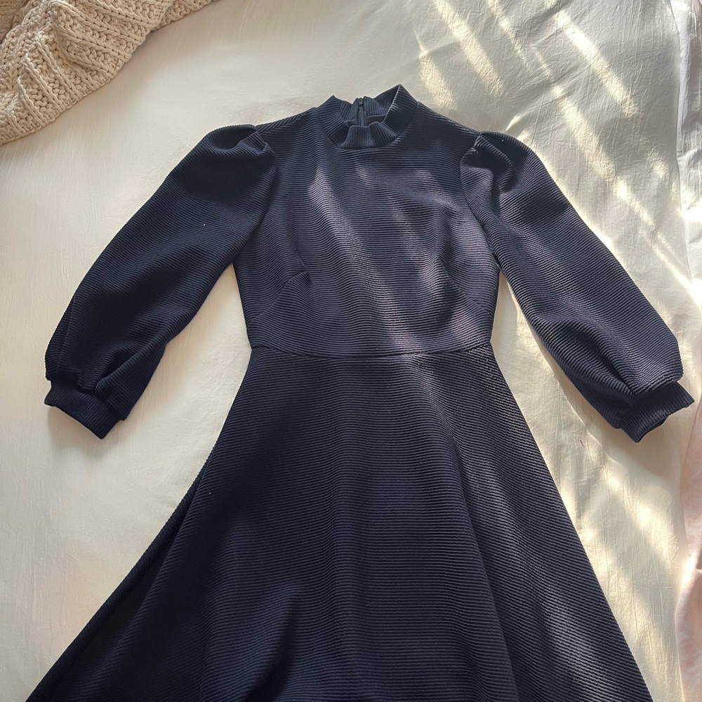 Gal Meets Glam Blue A-Line Puff Sleeve Dress